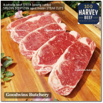 Beef Sirloin AGED BY GOODWINS Australia STEER young cattle (Striploin / New York Strip / Has Luar) frozen brand Harvey/Midfield ROAST MINI 2" 5cm (price/pc 800g)